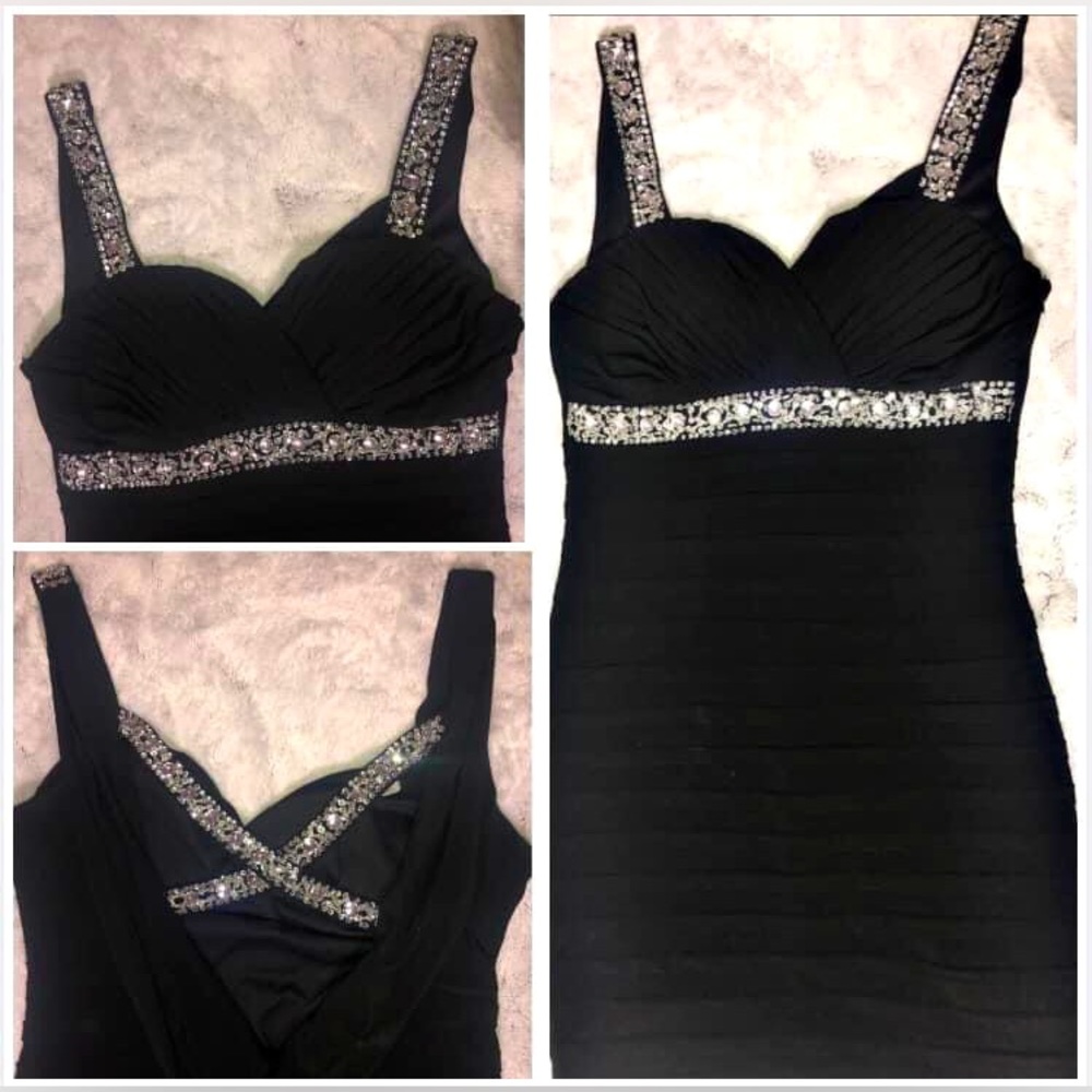 Black Sleeveless Dress with Jewels